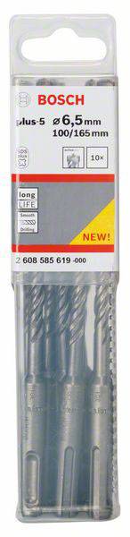 Bosch Accessories SDS-plus-5 2608585619 Hartmetall Hammerbohrer 6.5mm Gesamtlänge 160mm SDS-Plus 10St.