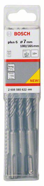 Bosch Accessories SDS-plus-5 2608585622 Hartmetall Hammerbohrer 7mm Gesamtlänge 160mm SDS-Plus 10St.