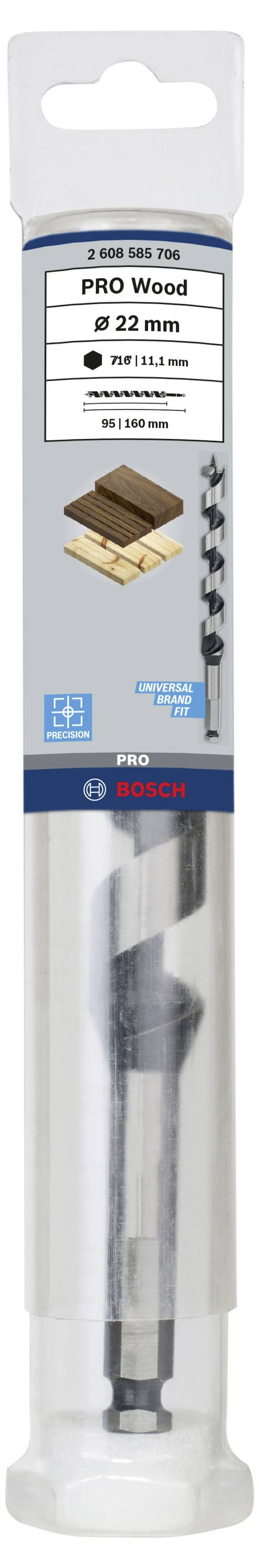 Bosch Accessories 2608585706 Schlangenbohrer 22mm Gesamtlänge 160mm Sechskantschaft 1St.
