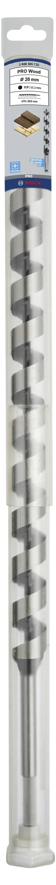 Ein verpackter Holzspiralbohrer mit abgestuftem Design für saubere, präzise Löcher, geeignet für Holzarbeiten.