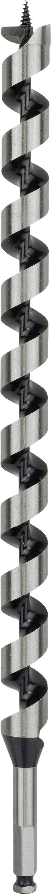 Ein großer, silberner Holzbohrer mit spiralförmigen Kanten, professionelle Qualität für präzises Bohren in Holzmaterialien.