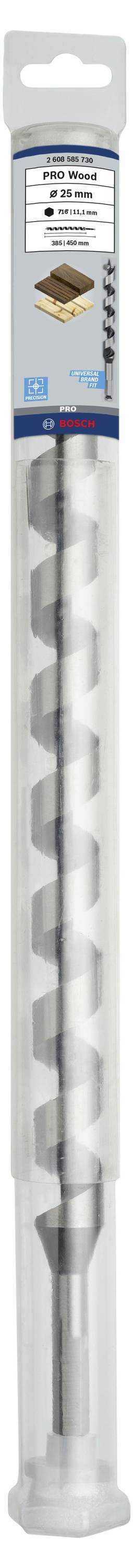 Verpackter Spiralbohrer mit SDS-plus-Aufnahme für Bohren in Beton und Mauerwerk. Verpackung zeigt Hersteller-Logo und Produktspezifikationen.