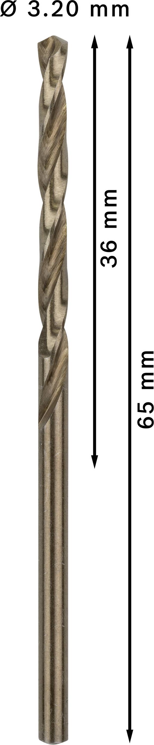 Bosch Accessories 2608585877 HSS Metall-Spiralbohrer 3.2mm Gesamtlänge 65mm Cobalt DIN 338 Zylinderschaft 10St.