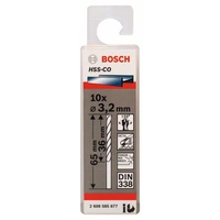 Bosch Accessories 2608585877 HSS Metall-Spiralbohrer 3.2mm Gesamtlänge 65mm Cobalt DIN 338 Zylinderschaft 10St. Bosch Accessories 2608585877 HSS Metall-Spiralbohrer 3.2mm Gesamtlänge 65mm Cobalt DIN 338 Zylinderschaft 10St.