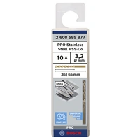 Bosch Accessories 2608585877 HSS Metall-Spiralbohrer 3.2mm Gesamtlänge 65mm Cobalt DIN 338 Zylinderschaft 10St. Bosch Accessories 2608585877 HSS Metall-Spiralbohrer 3.2mm Gesamtlänge 65mm Cobalt DIN 338 Zylinderschaft 10St.