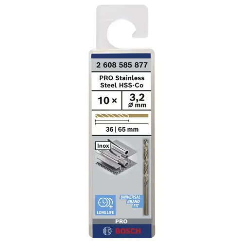 Bosch Accessories 2608585877 HSS Metall-Spiralbohrer 3.2mm Gesamtlänge 65mm Cobalt DIN 338 Zylinderschaft 10St. Bosch Accessories 2608585877 HSS Metall-Spiralbohrer 3.2mm Gesamtlänge 65mm Cobalt DIN 338 Zylinderschaft 10St.