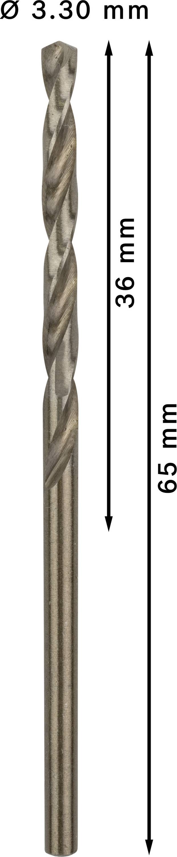 Bosch Accessories 2608585878 HSS Metall-Spiralbohrer 3.3mm Gesamtlänge 65mm Cobalt DIN 338 Zylinderschaft 10St.
