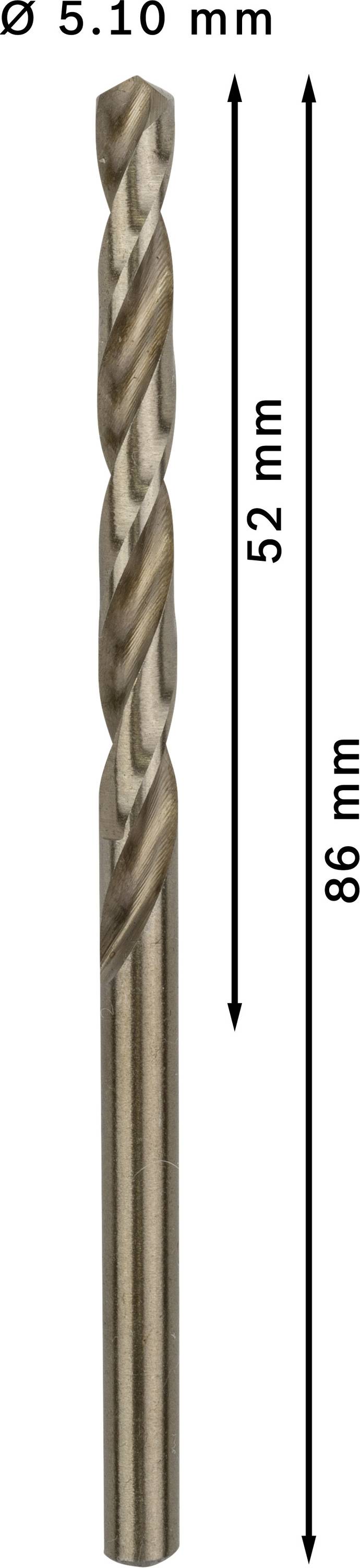 Bosch Accessories 2608585886 HSS Metall-Spiralbohrer 5.1mm Gesamtlänge 86mm Cobalt DIN 338 Zylinderschaft 10St.