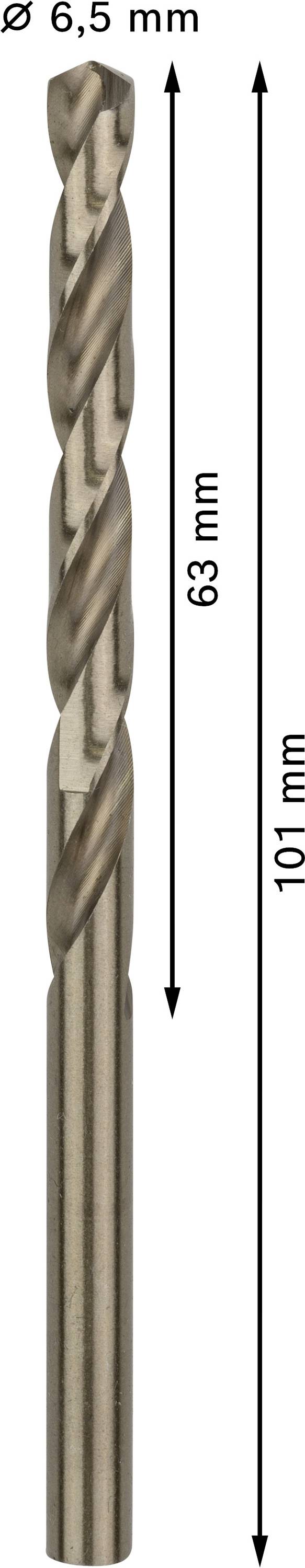 Bosch Accessories 2608585890 HSS Metall-Spiralbohrer 6.5mm Gesamtlänge 101mm Cobalt DIN 338 Zylinderschaft 10St.
