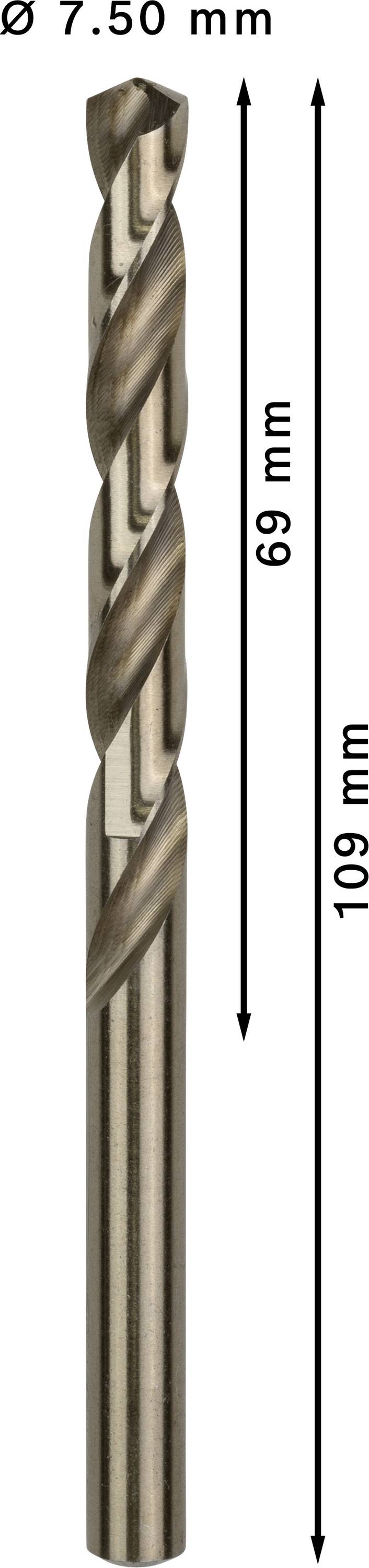 Bosch Accessories 2608585893 HSS Metall-Spiralbohrer 7.5mm Gesamtlänge 109mm Cobalt DIN 338 Zylinderschaft 10St.