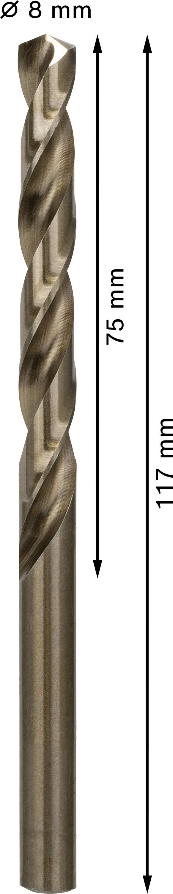 Bosch Accessories 2608585894 HSS Metall-Spiralbohrer 8mm Gesamtlänge 117mm Cobalt DIN 338 Zylinderschaft 5St.