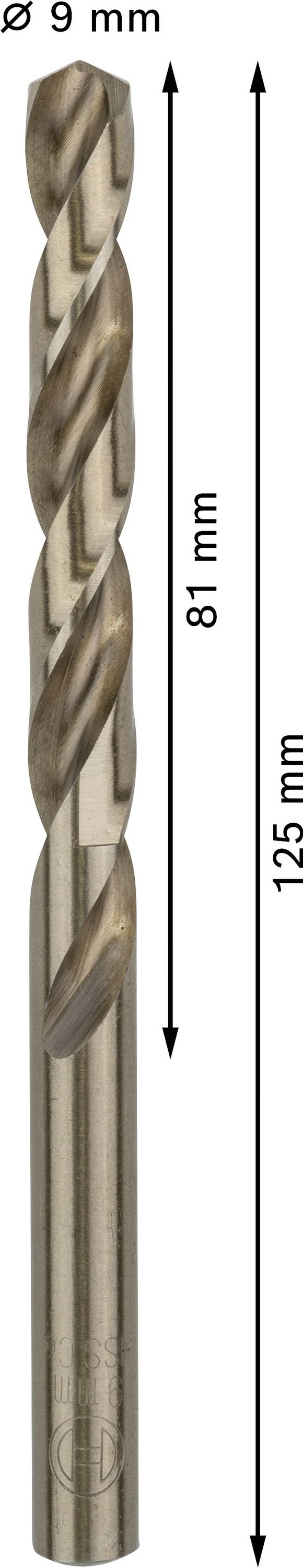 Bosch Accessories 2608585896 HSS Metall-Spiralbohrer 9mm Gesamtlänge 125mm Cobalt DIN 338 Zylinderschaft 5St.