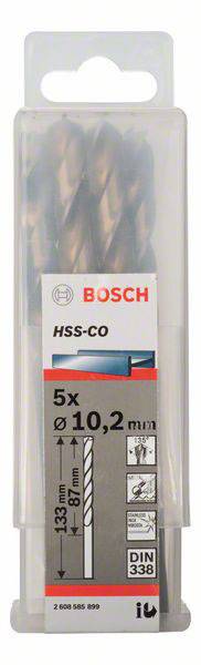 Bosch Accessories 2608585899 HSS Metall-Spiralbohrer 10.2mm Gesamtlänge 133mm Cobalt DIN 338 Zylinderschaft 5St.