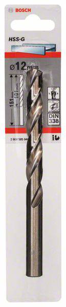 Bosch Accessories 2608585940 HSS Metall-Spiralbohrer 12 mm Gesamtlänge 151 mm geschliffen DIN 338 Zylinderschaft 1 St.