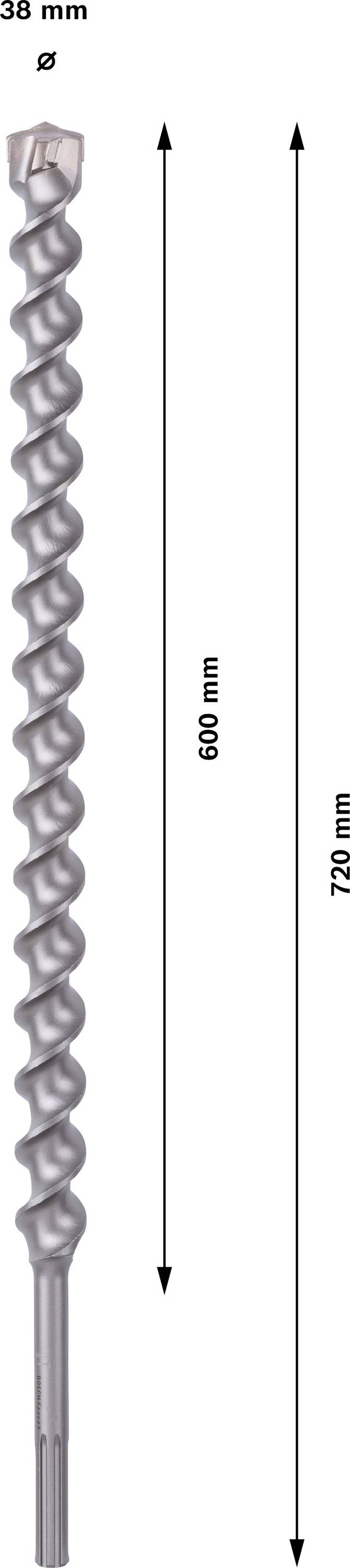 Bohrer mit einem Durchmesser von 28 mm, Gesamtlänge 720 mm, effektive Länge 600 mm.