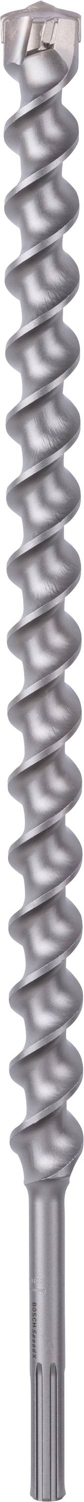 Eine graue Metallbohrerspitze mit einem spiralförmigen Schaft, geeignet für Bohrmaschinen, sichtbar von der Spitze bis zum Schaft.