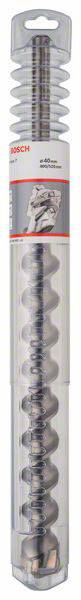Eine Verpackung mit einem Bosch Bohrer für Beton und Stein. Der Bohrer hat eine spiralförmige Struktur und ist für den professionellen Gebrauch geeignet.