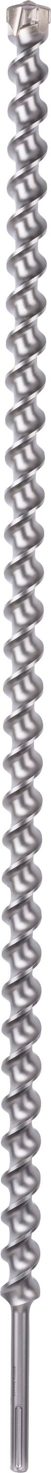 Ein langer metallischer Spiralbohrer mit scharfer Spitze und gleichmäßigen Windungen, geeignet zum Bohren in verschiedene Materialien.
