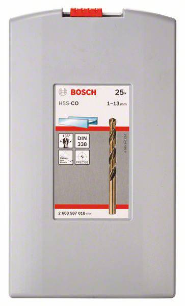 Bosch Accessories 2608587018 HSS Metall-Spiralbohrer-Set 25teilig 1 mm, 1.5 mm, 2 mm, 2.5 mm, 3 mm, 3.5 mm, 4 mm, 4.5 mm, 5 mm