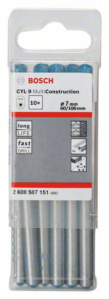 Bosch Accessories CYL-9 Multi Construction 2608587151 Hartmetall Mehrzweckbohrer 7mm Gesamtlänge 100mm Zylinderschaft 10St.