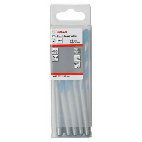 Bosch Accessories CYL-9 Multi Construction 2608587152 Hartmetall Mehrzweckbohrer 8mm Gesamtlänge 120mm Zylinderschaft 10St. Bosch Accessories CYL-9 Multi Construction 2608587152 Hartmetall Mehrzweckbohrer 8mm Gesamtlänge 120mm Zylinderschaft 10St.