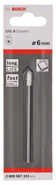 Bosch Accessories 2608587161 Glas- und Fliesenbohrer 6 mm Gesamtlänge 80 mm Zylinderschaft 1 St.