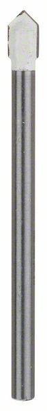 Bohrer mit spitzem Kopf und zylindrischem Schaft, geeignet zum Bohren in verschiedene Materialien.