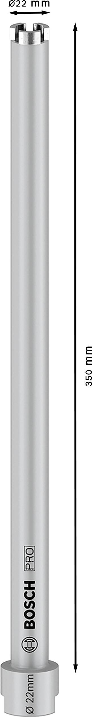 Bohrer-Verlängerung von Bosch, 300 mm lang, Durchmesser 22 mm, aus Stahl, für professionelle Anwendungen.