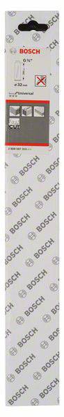 Bosch-Verpackung für Metallsägeblatt. Zeigt Kompatibilität mit bestimmten Sägemodellen und Diagramme zur Anwendung der Klinge.