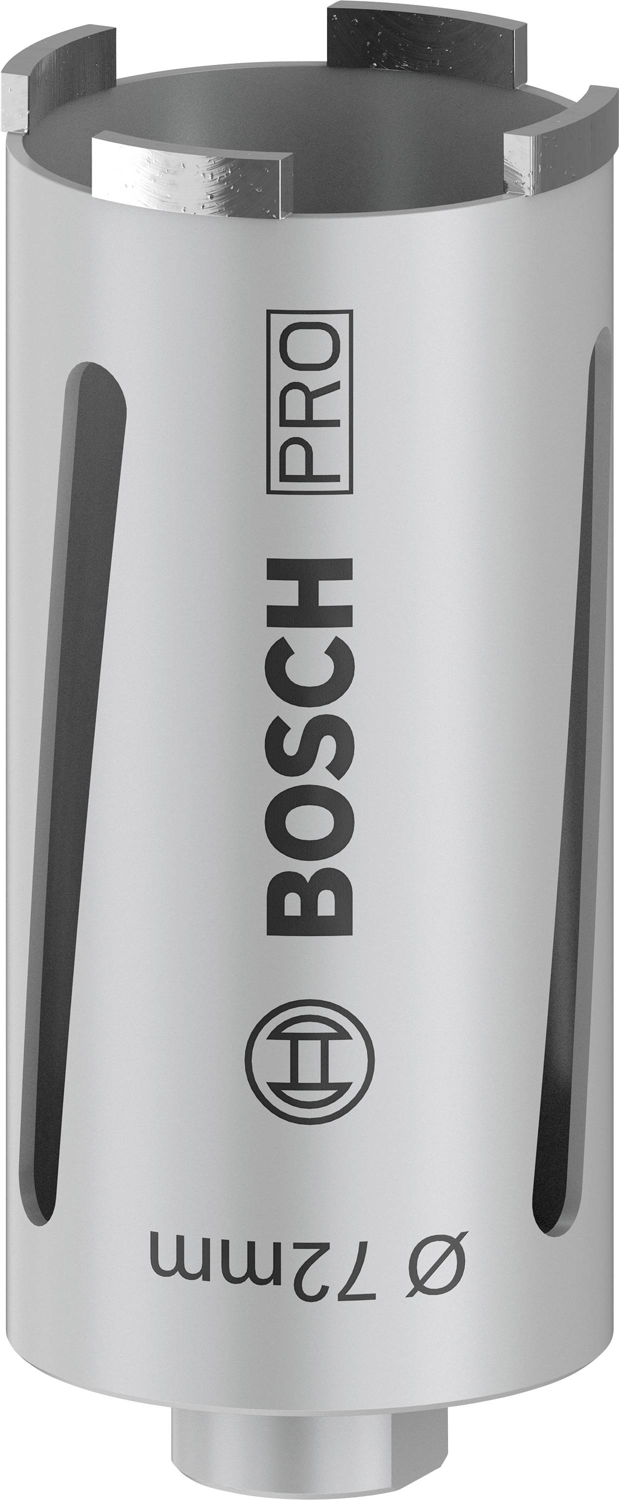 Bohrer-Aufsatz von Bosch, silber, mit der Aufschrift 'Bosch Pro', Durchmesser 72 mm.