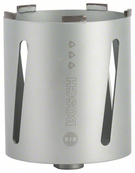 Bohrkrone von Bosch mit Metallschlitzen und Gravuren, geeignet für den Einsatz mit Beton und Stein.