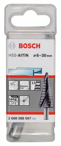 Bosch Accessories 2608588067 HSS Stufenbohrer Gesamtlänge 93.5mm TiAIN 3-Flächenschaft 1St.