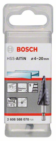 Bosch Accessories 2608588070 HSS Stufenbohrer Gesamtlänge 70.5mm TiAIN 1/4" (6.3 mm) 1St.