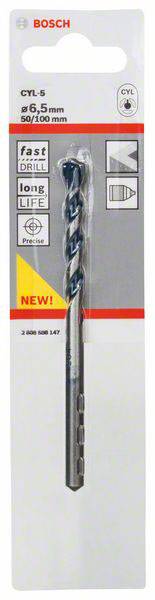 Bosch Accessories CYL-5 2608588147 Hartmetall Beton-Spiralbohrer 6.5mm Gesamtlänge 100mm Zylinderschaft