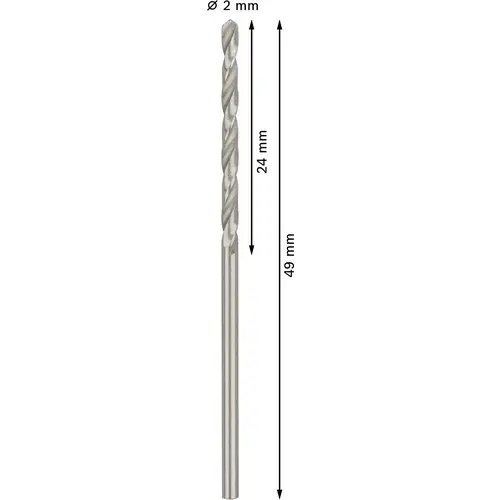 Bosch Accessories 2608595051 HSS Metall-Spiralbohrer 2mm Gesamtlänge 49mm geschliffen DIN 338 Zylinderschaft 10St. Bosch Accessories 2608595051 HSS Metall-Spiralbohrer 2mm Gesamtlänge 49mm geschliffen DIN 338 Zylinderschaft 10St.