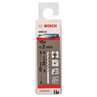 Bosch Accessories 2608595051 HSS Metall-Spiralbohrer 2mm Gesamtlänge 49mm geschliffen DIN 338 Zylinderschaft 10St. Bosch Accessories 2608595051 HSS Metall-Spiralbohrer 2mm Gesamtlänge 49mm geschliffen DIN 338 Zylinderschaft 10St.