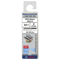 Bosch Accessories 2608595051 HSS Metall-Spiralbohrer 2mm Gesamtlänge 49mm geschliffen DIN 338 Zylinderschaft 10St. Bosch Accessories 2608595051 HSS Metall-Spiralbohrer 2mm Gesamtlänge 49mm geschliffen DIN 338 Zylinderschaft 10St.