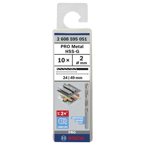 Bosch Accessories 2608595051 HSS Metall-Spiralbohrer 2mm Gesamtlänge 49mm geschliffen DIN 338 Zylinderschaft 10St. Bosch Accessories 2608595051 HSS Metall-Spiralbohrer 2mm Gesamtlänge 49mm geschliffen DIN 338 Zylinderschaft 10St.
