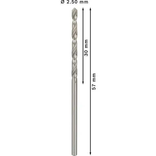 Bosch Accessories 2608595053 HSS Metall-Spiralbohrer 2.5mm Gesamtlänge 57mm geschliffen DIN 338 Zylinderschaft 10St. Bosch Accessories 2608595053 HSS Metall-Spiralbohrer 2.5mm Gesamtlänge 57mm geschliffen DIN 338 Zylinderschaft 10St.