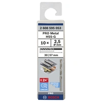 Bosch Accessories 2608595053 HSS Metall-Spiralbohrer 2.5mm Gesamtlänge 57mm geschliffen DIN 338 Zylinderschaft 10St. Bosch Accessories 2608595053 HSS Metall-Spiralbohrer 2.5mm Gesamtlänge 57mm geschliffen DIN 338 Zylinderschaft 10St.