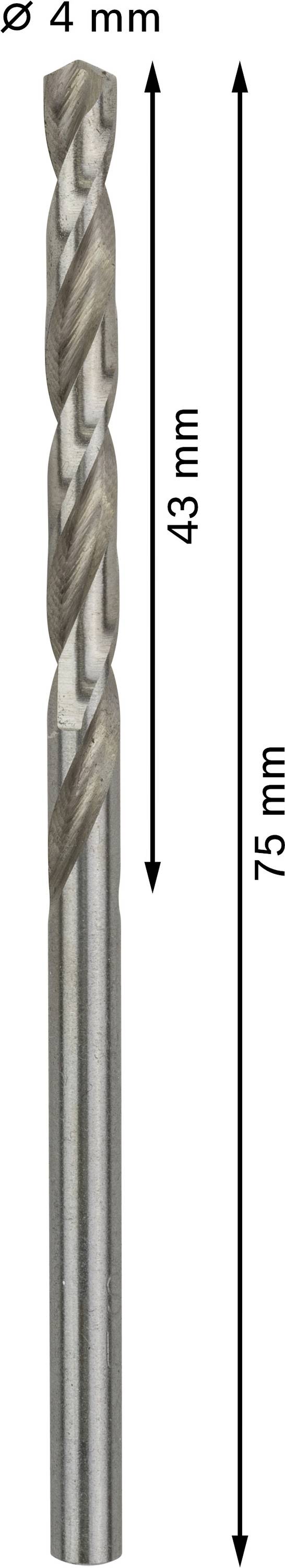 Bosch Accessories 2608595059 HSS Metall-Spiralbohrer 4mm Gesamtlänge 75mm geschliffen DIN 338 Zylinderschaft 10St.