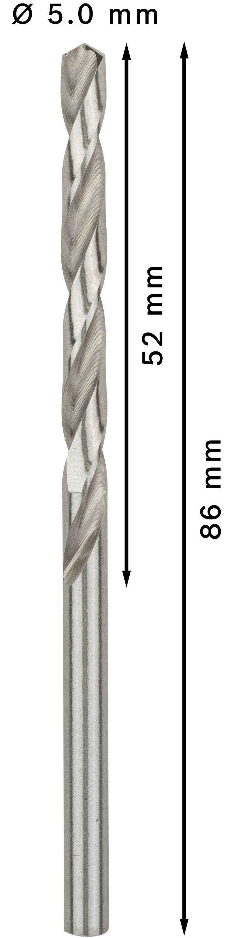 Bosch Accessories 2608595062 HSS Metall-Spiralbohrer 5mm Gesamtlänge 86mm geschliffen DIN 338 Zylinderschaft 10St.