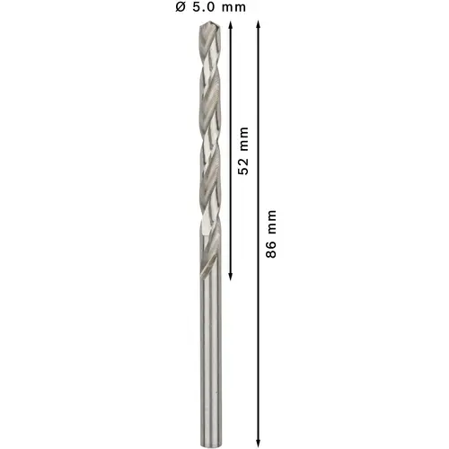 Bosch Accessories 2608595062 HSS Metall-Spiralbohrer 5mm Gesamtlänge 86mm geschliffen DIN 338 Zylinderschaft 10St. Bosch Accessories 2608595062 HSS Metall-Spiralbohrer 5mm Gesamtlänge 86mm geschliffen DIN 338 Zylinderschaft 10St.