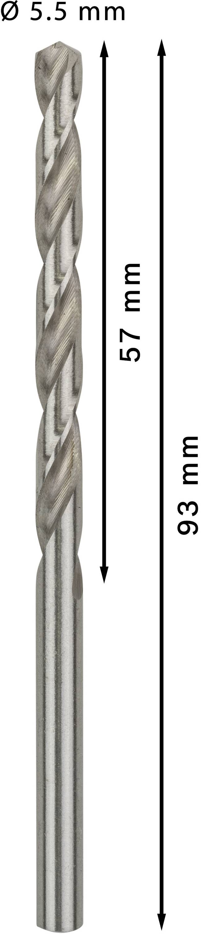 Bosch Accessories 2608595064 HSS Metall-Spiralbohrer 5.5mm Gesamtlänge 93mm geschliffen DIN 338 Zylinderschaft 10St.