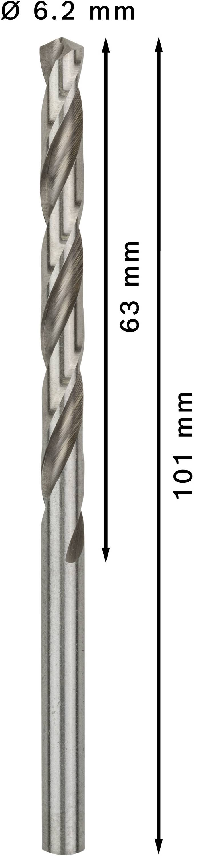 Bosch Accessories 2608595067 HSS Metall-Spiralbohrer 6.2mm Gesamtlänge 101mm geschliffen DIN 338 Zylinderschaft 10St.