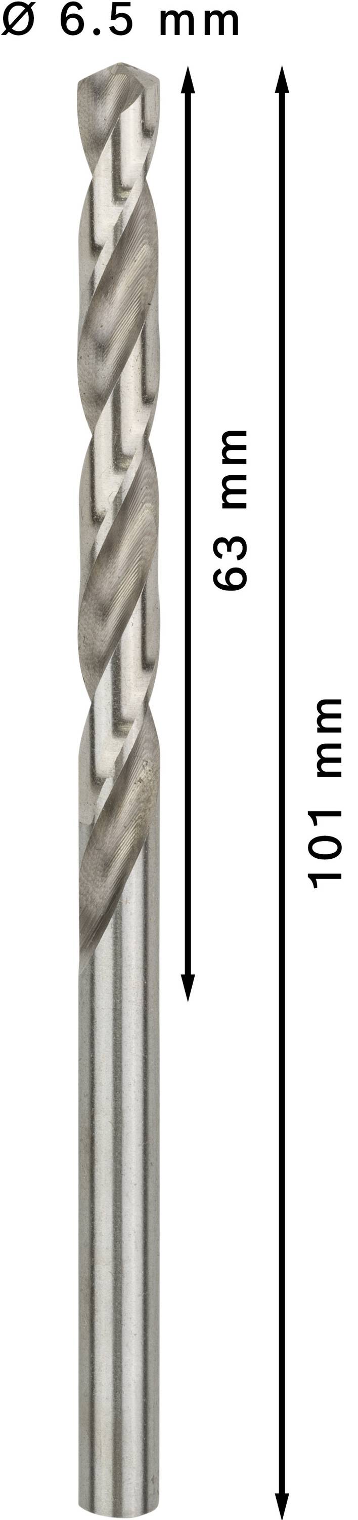 Bosch Accessories 2608595068 HSS Metall-Spiralbohrer 6.5mm Gesamtlänge 101mm geschliffen DIN 338 Zylinderschaft 10St.