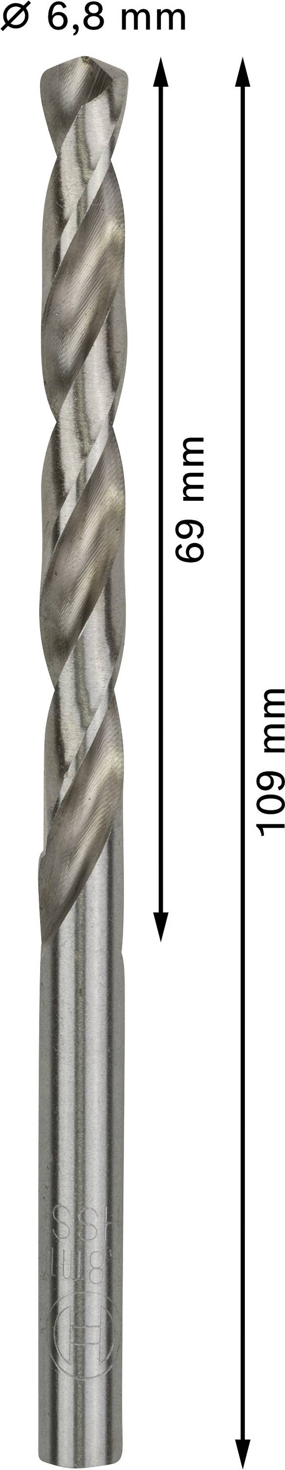 Bosch Accessories 2608595069 HSS Metall-Spiralbohrer 6.8mm Gesamtlänge 109mm geschliffen DIN 338 Zylinderschaft 10St.