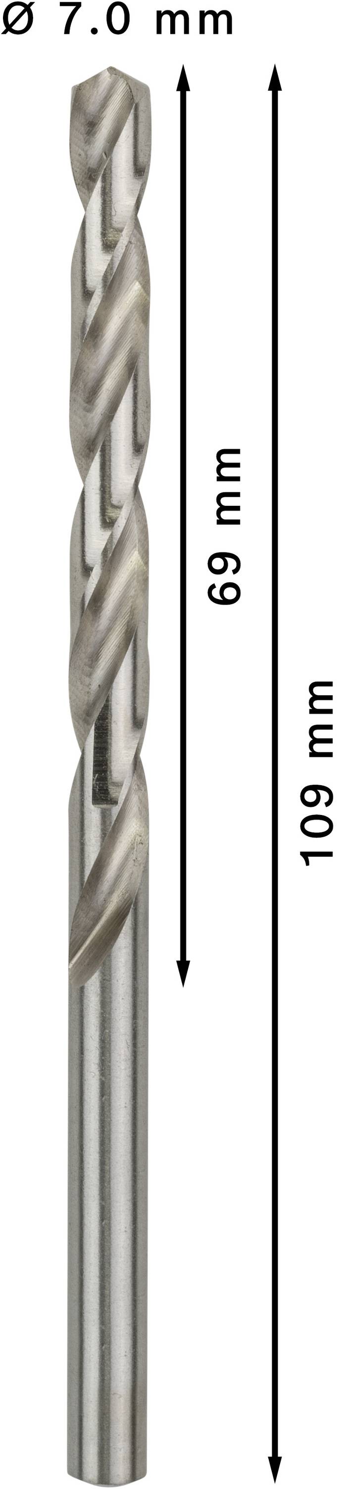 Bosch Accessories 2608595070 HSS Metall-Spiralbohrer 7mm Gesamtlänge 109mm geschliffen DIN 338 Zylinderschaft 10St.
