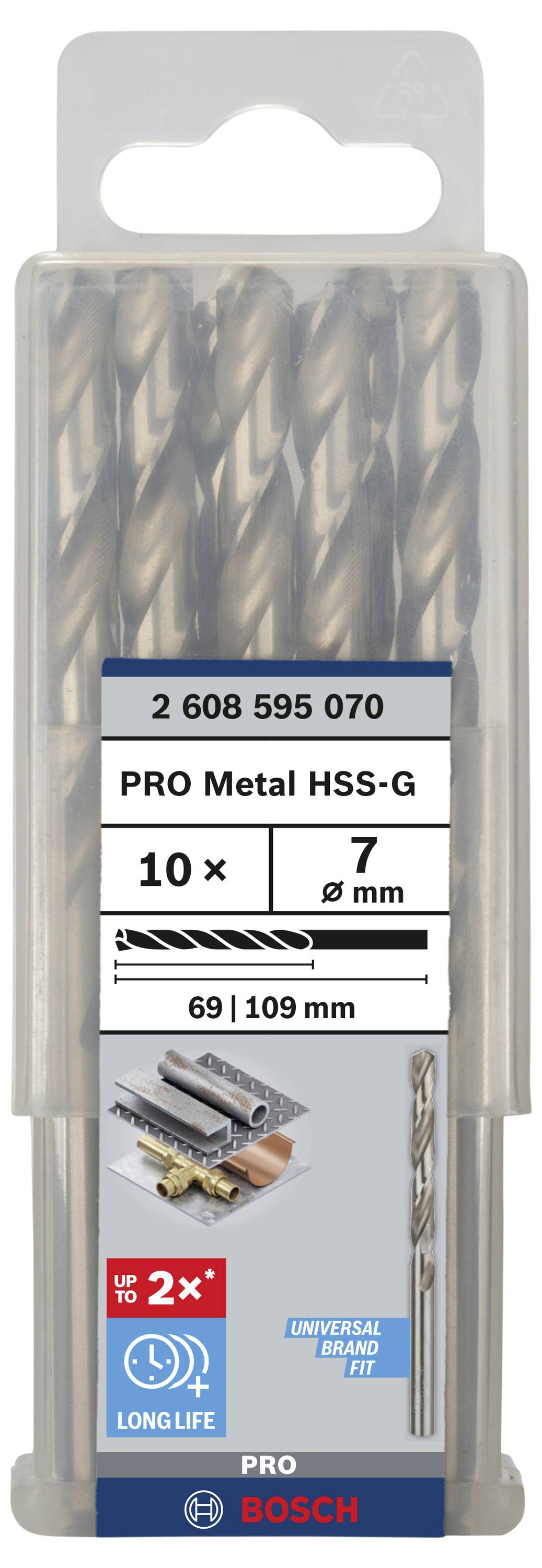 Bosch Accessories 2608595070 HSS Metall-Spiralbohrer 7mm Gesamtlänge 109mm geschliffen DIN 338 Zylinderschaft 10St.