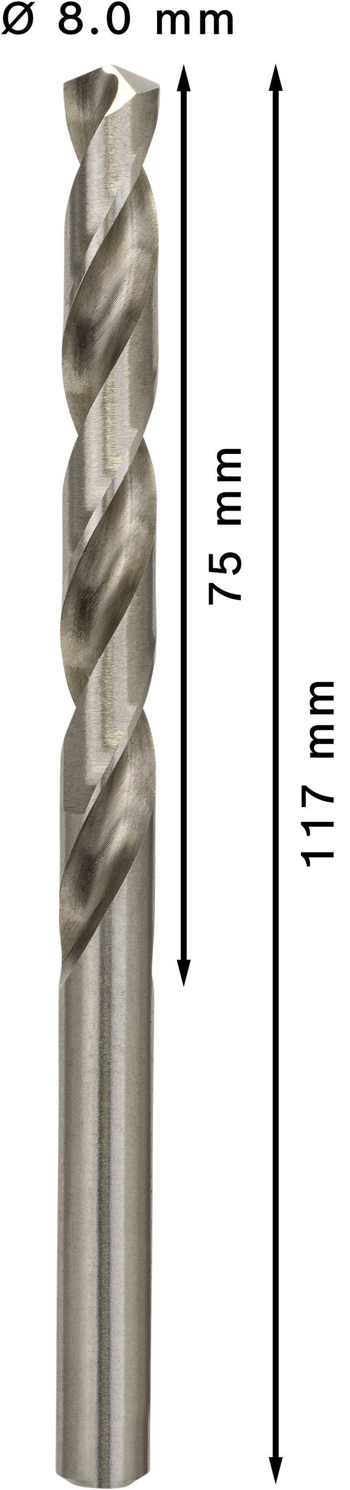 Bosch Accessories 2608595072 HSS Metall-Spiralbohrer 8mm Gesamtlänge 117mm geschliffen DIN 338 Zylinderschaft 5St.